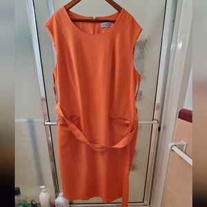 NWT Kasper Woman Beautiful Orange Color dress with a belt. Sz 20W. Lined,  $70.